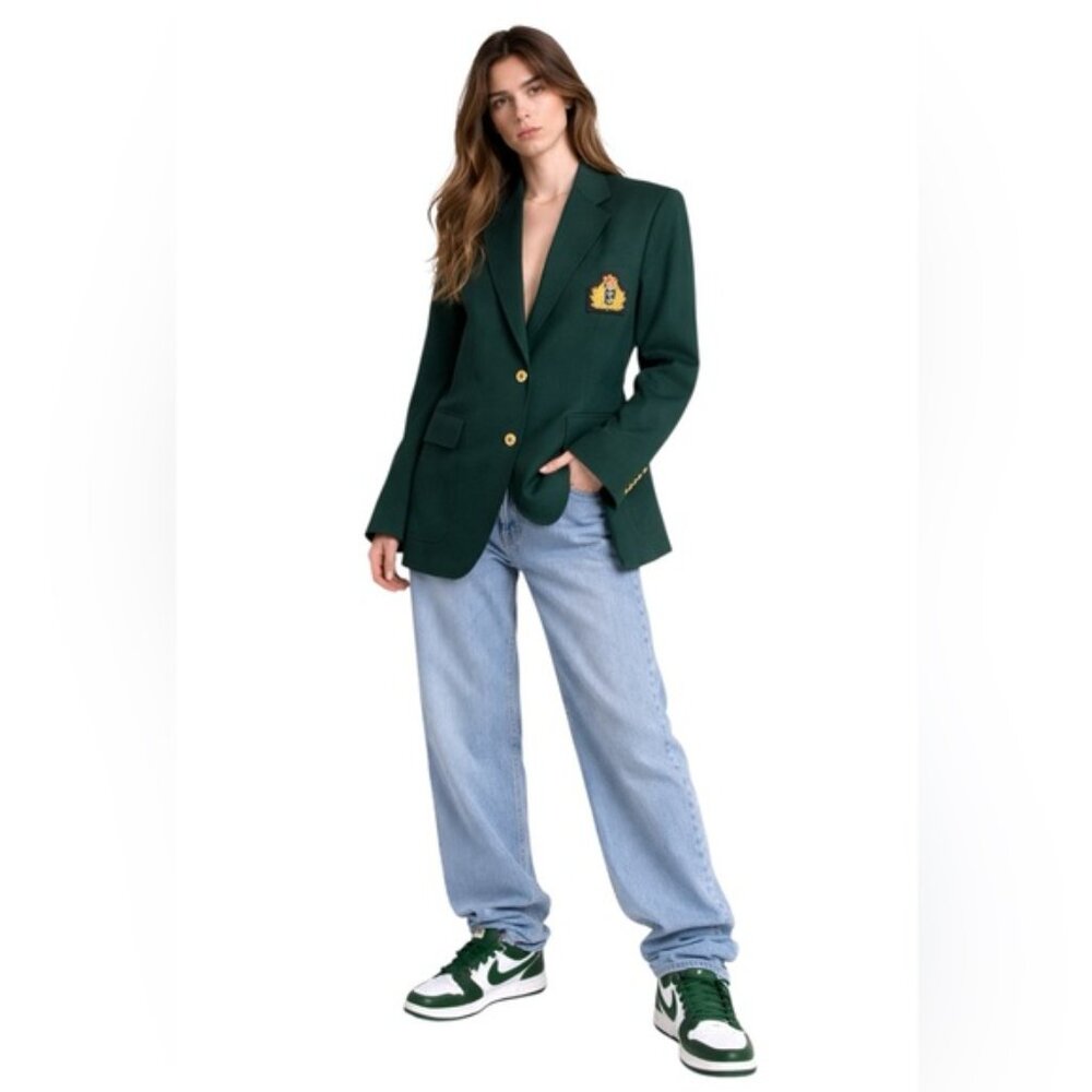 Vintage Dark Green Single-Breasted Blazer - Picture 2 of 12